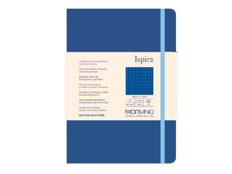 Taccuino con Elastico e Copertina Rigida Ispira Fabriano - A5 - Puntinato - 96 Fogli - 19714812 (Blu Royal)