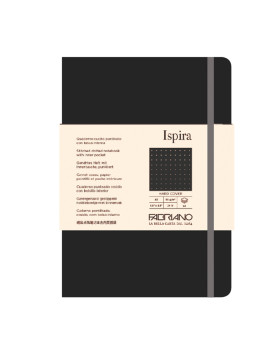 Taccuino con Elastico e Copertina Rigida Ispira Fabriano - A5 - Puntinato - 96 Fogli - 19714810 (Nero)