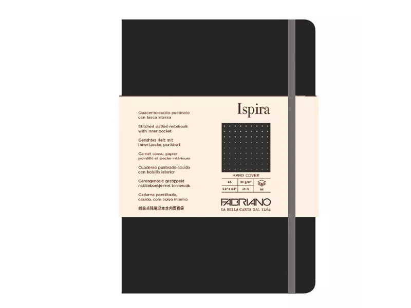 Taccuino con Elastico e Copertina Rigida Ispira Fabriano - A5 - Puntinato - 96 Fogli - 19714810 (Nero) Taccuino con Elastico e Copertina Rigida Ispira Fabriano - A5 - Puntinato - 96 Fogli - 19714810 (Nero)