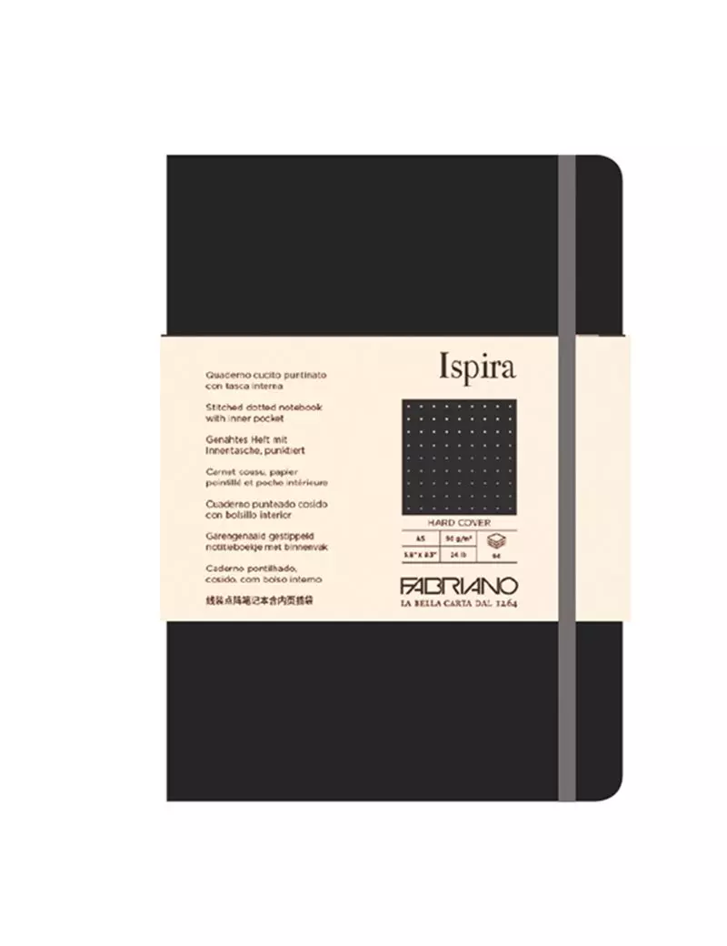 Taccuino con Elastico e Copertina Rigida Ispira Fabriano - A5 - Puntinato - 96 Fogli - 19714810 (Nero) Taccuino con Elastico e Copertina Rigida Ispira Fabriano - A5 - Puntinato - 96 Fogli - 19714810 (Nero)