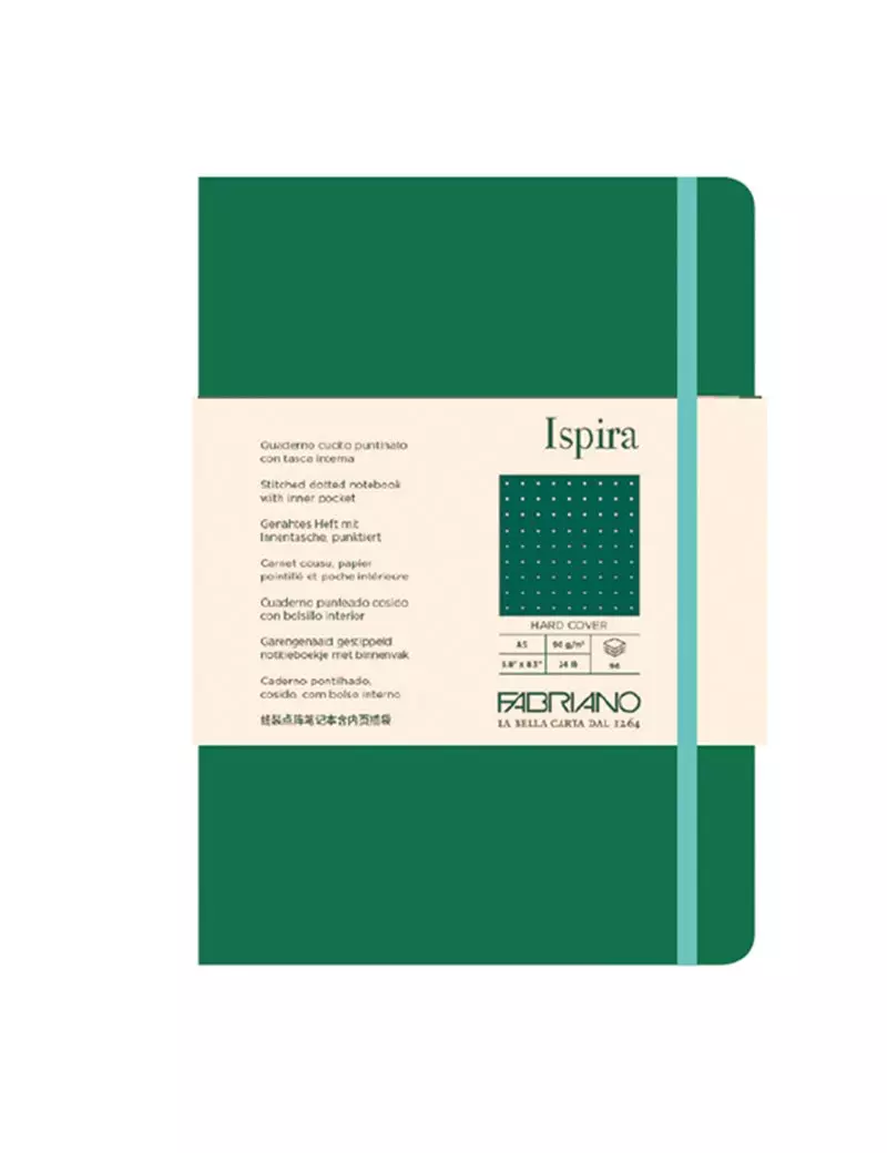 Taccuino con Elastico e Copertina Rigida Ispira Fabriano - A5 - Puntinato - 96 Fogli - 19714811 (Verde) Taccuino con Elastico e Copertina Rigida Ispira Fabriano - A5 - Puntinato - 96 Fogli - 19714811 (Verde)