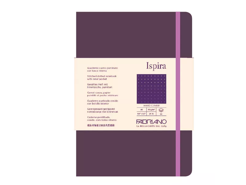 Taccuino con Elastico e Copertina Rigida Ispira Fabriano - A5 - Puntinato - 96 Fogli - 19714809 (Viola)