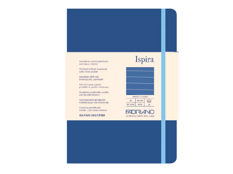 Taccuino con Elastico e Copertina Rigida Ispira Fabriano - A5 - 1 Rigo - 96 Fogli - 19714806 (Blu Royal)