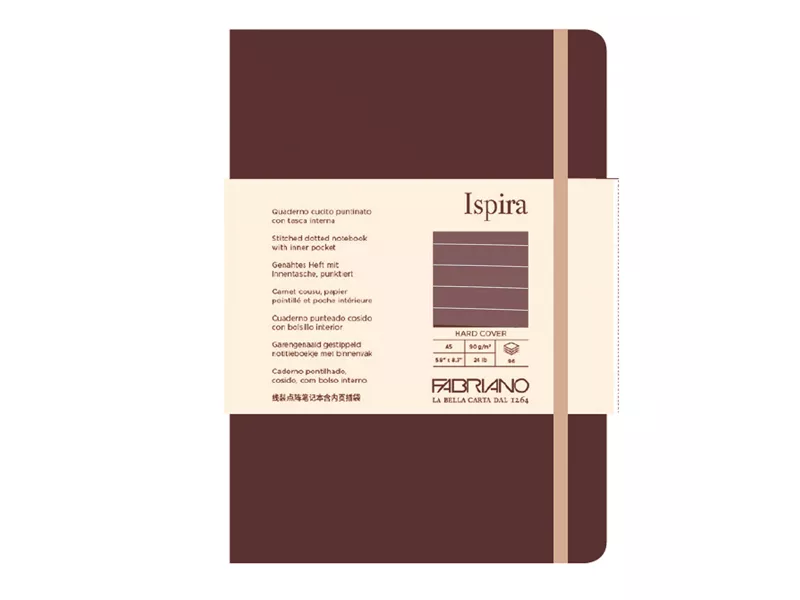 Taccuino con Elastico e Copertina Rigida Ispira Fabriano - A5 - 1 Rigo - 96 Fogli - 19714801 (Marrone)