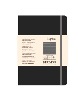 Taccuino con Elastico e Copertina Rigida Ispira Fabriano - A5 - 1 Rigo - 96 Fogli - 19714804 (Nero)