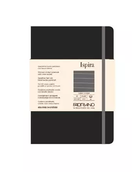 Taccuino con Elastico e Copertina Rigida Ispira Fabriano - A5 - 1 Rigo - 96 Fogli - 19714804 (Nero)