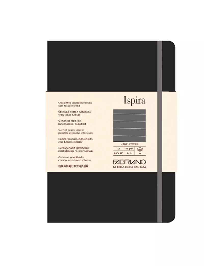 Taccuino con Elastico e Copertina Rigida Ispira Fabriano - A5 - 1 Rigo - 96 Fogli - 19714804 (Nero) Taccuino con Elastico e Copertina Rigida Ispira Fabriano - A5 - 1 Rigo - 96 Fogli - 19714804 (Nero)