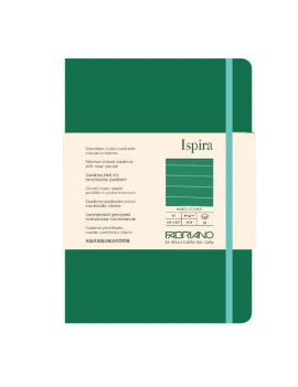 Taccuino con Elastico e Copertina Rigida Ispira Fabriano - A5 - 1 Rigo - 96 Fogli - 19714805 (Verde)