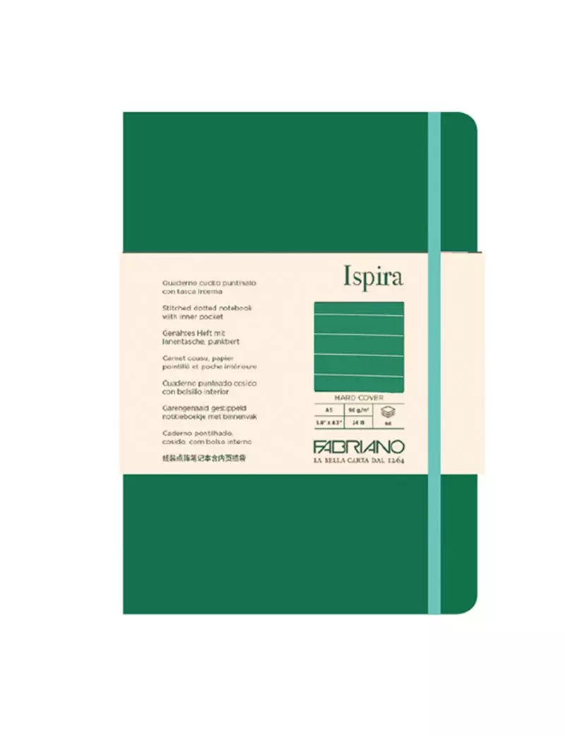 Taccuino con Elastico e Copertina Rigida Ispira Fabriano - A5 - 1 Rigo - 96 Fogli - 19714805 (Verde) Taccuino con Elastico e Copertina Rigida Ispira Fabriano - A5 - 1 Rigo - 96 Fogli - 19714805 (Verde)