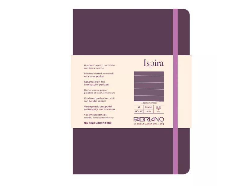 Taccuino con Elastico e Copertina Rigida Ispira Fabriano - A5 - 1 Rigo - 96 Fogli - 19714803 (Viola)