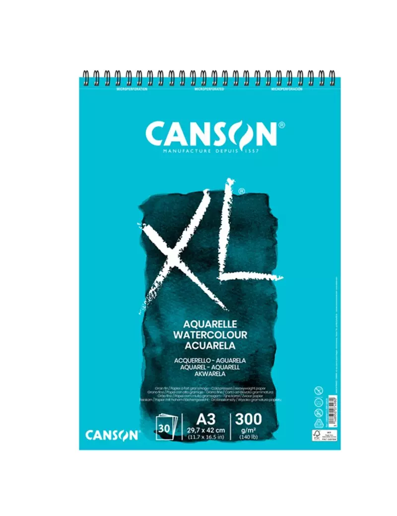Album XL Aquarelle Canson - A3 - 300 g - 30 Fogli - 400039171 (Bianco Conf. 5) Album XL Aquarelle Canson - A3 - 300 g - 30 Fogli - 400039171 (Bianco Conf. 5)