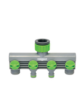 Raccordo Rubinetto Verdemax - 4 Uscite - 9464 (Grigio e Verde)