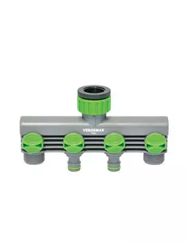 Raccordo Rubinetto Verdemax - 4 Uscite - 9464 (Grigio e Verde)