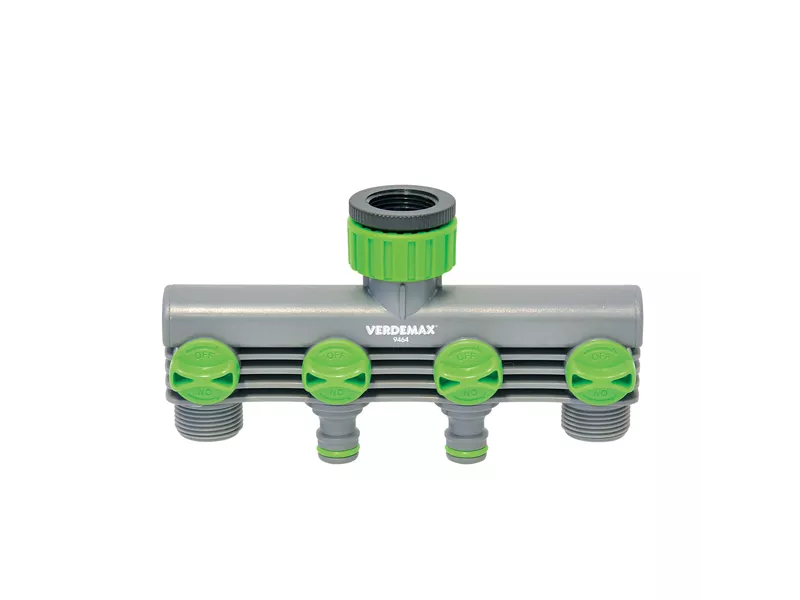 Raccordo Rubinetto Verdemax - 4 Uscite - 9464 (Grigio e Verde)