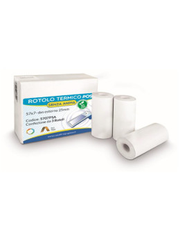 Rotolo Termico per POS Rotolificio Pugliese - 57 mm x 7 m - 5707PSA (Conf. 3)