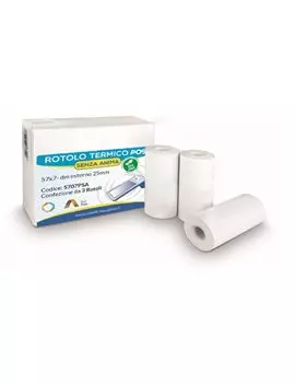 Rotolo Termico per POS Rotolificio Pugliese - 57 mm x 7 m - 5707PSA (Conf. 3)