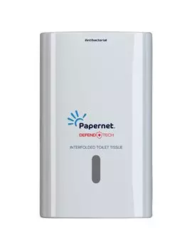 Dispenser Antibatterico per Carta Igienica Interfogliata Defend Tech Papernet - 33,6x14,5x30 cm - 416147 (Bianco)