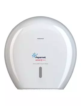Dispenser Antibatterico per Carta Igienica Maxi Jumbo Defend Tech Papernet - 34,5x14,8x34,5 cm - 416146 (Bianco)