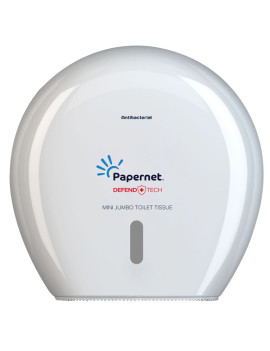 Dispenser Antibatterico per Carta Igienica Mini Jumbo Defend Tech Papernet - 24,9x14,8x25,7 cm - 416145 (Bianco)