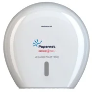 Dispenser Antibatterico per Carta Igienica Mini Jumbo Defend Tech Papernet - 24,9x14,8x25,7 cm - 416145 (Bianco)
