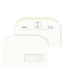 Buste Commerciali Kami Pigna - 11x23 cm - Taglio Dritto - Gommata Con Finestra - 100 g - 0250002AM (Bianco Conf. 500)