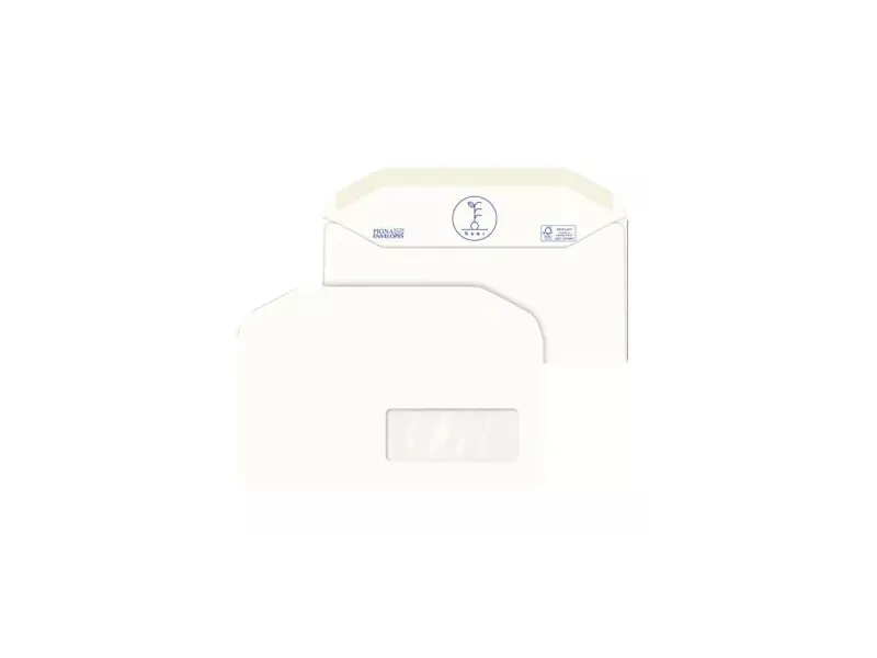 Buste Commerciali Kami Pigna - 11x23 cm - Taglio Dritto - Gommata Con Finestra - 100 g - 0250002AM (Bianco Conf. 500)