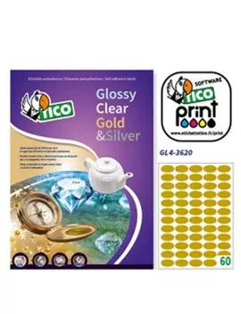 Etichette Adesive Ovali Tico - 36x20 mm - GL4-3620 (Oro Satinato Conf. 100)