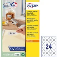 Etichette Adesive Rotonde Avery - 37 mm - Rimovibili - L4851REV-25 (Bianco Conf. 25)