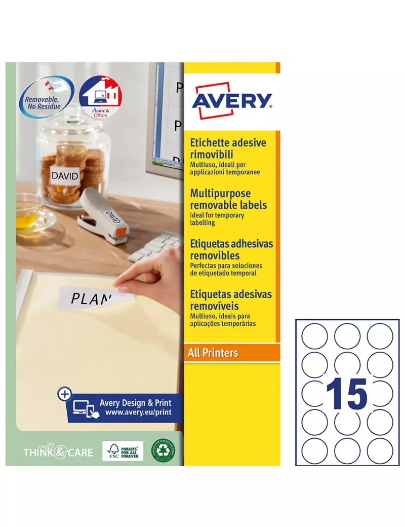 Etichette Adesive Rotonde Avery - 51 mm - Rimovibili - L4853REV-25 (Bianco Conf. 25) Etichette Adesive Rotonde Avery - 51 mm - Rimovibili - L4853REV-25 (Bianco Conf. 25)