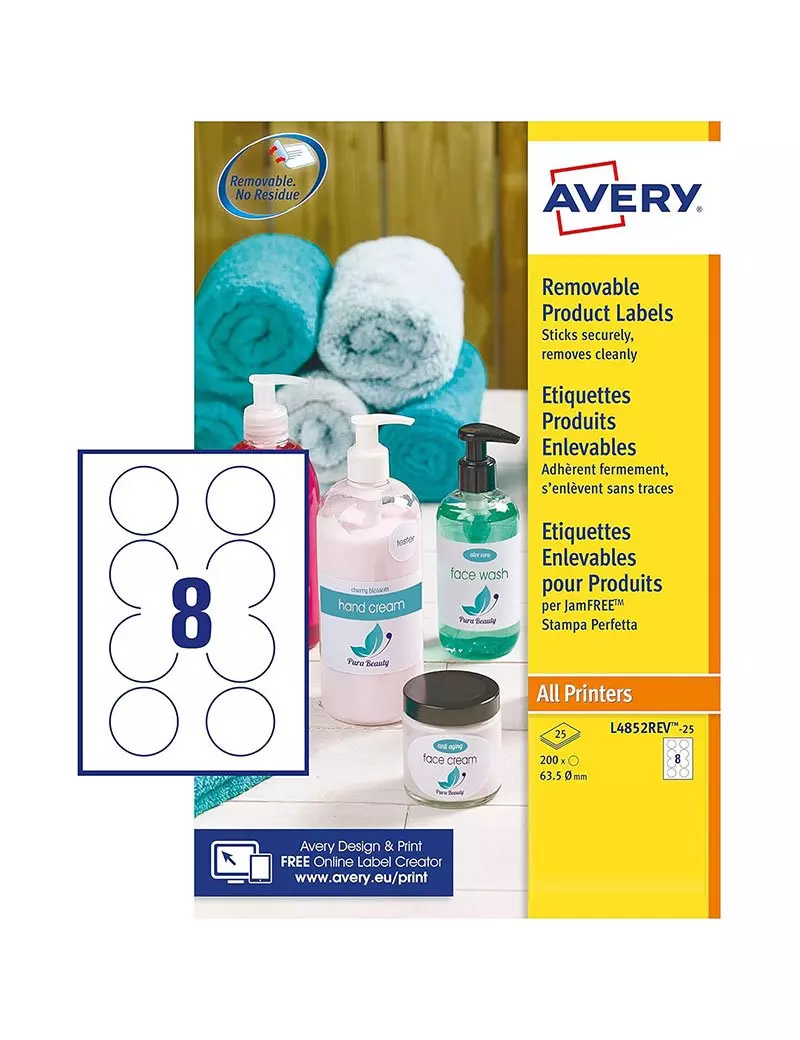 Etichette Adesive Rotonde Avery - 63,5 mm - Rimovibili - L4852REV-25 (Bianco Conf. 25) Etichette Adesive Rotonde Avery - 63,5 mm - Rimovibili - L4852REV-25 (Bianco Conf. 25)