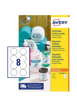 Etichette Adesive Rotonde Avery - 63,5 mm - Rimovibili - L4852REV-25 (Bianco Conf. 25)