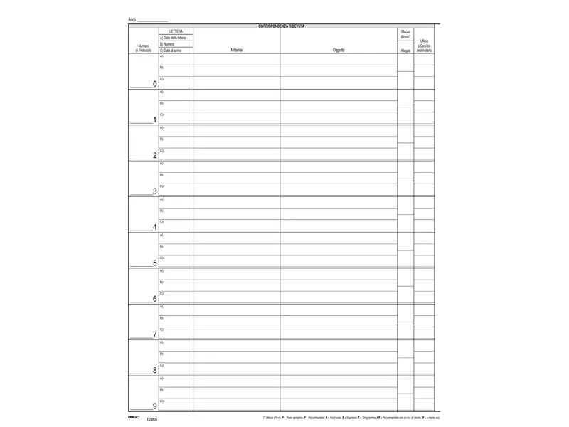 Registro Corrispondenza Arrivo/Partenza Data Ufficio - 24,5x31 cm - 50 Pagine - DU138000000