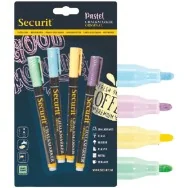 Marcatore a Gesso Liquido Securit - Punta Tonda - 1-2 mm - BL-SMA100-V4-PAS (Azzurro, Lilla, Giallo e Verde Conf. 4)