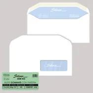 Buste Commerciali Silver Matic FSC Pigna - 11x23 cm - Gommata Con Finestra - 80 g - 0388987AM (Bianco Conf. 500)