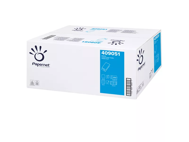 Asciugamani a V Special Papernet - 2 Veli - 250 Strappi - 409051 (Bianco Conf. 15)