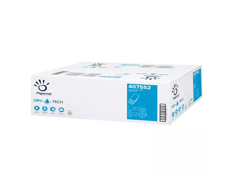 Asciugamani a W Dry Tech Papernet - 2 Veli - 100 Strappi - 407552 (Bianco Conf. 20)