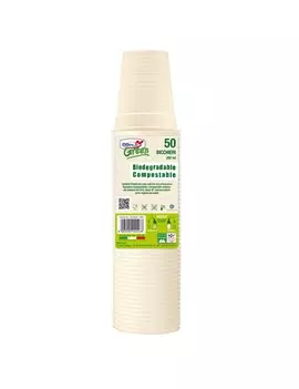 Bicchiere Biodegradabile in Mater-Bi DOpla - 200 ml - 48026 (Avorio Conf. 50)