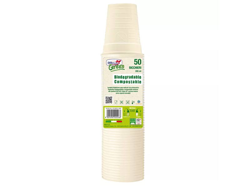 Bicchiere Biodegradabile in Mater-Bi DOpla - 200 ml - 48026 (Avorio Conf. 50)