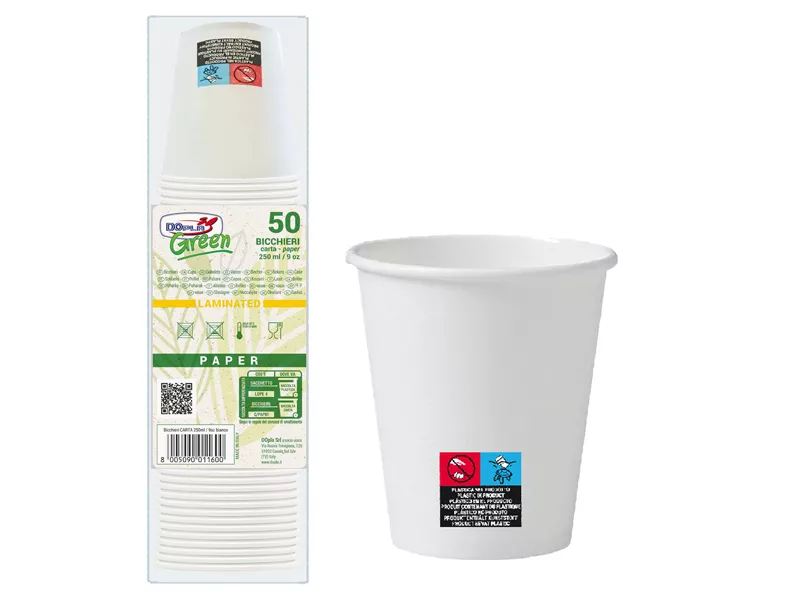 Bicchiere in Carta DOpla - 250 ml - PEFC - 07836 (Bianco Conf. 50)