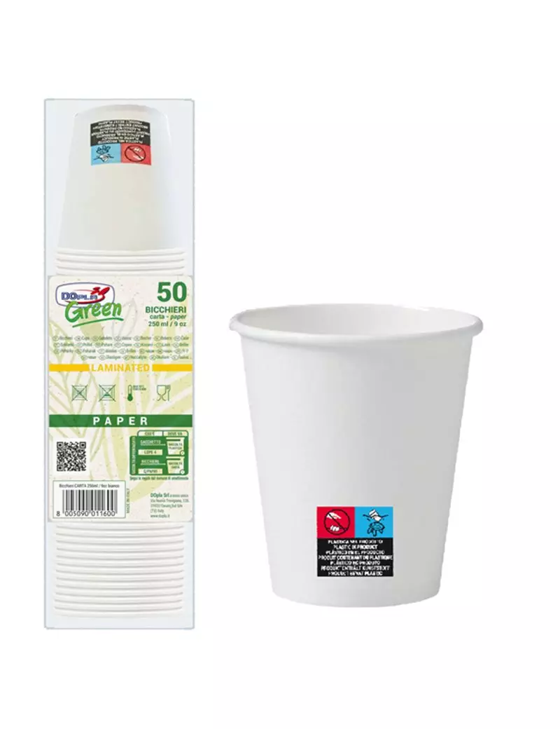 Bicchiere in Carta DOpla - 250 ml - PEFC - 07836 (Bianco Conf. 50) Bicchiere in Carta DOpla - 250 ml - PEFC - 07836 (Bianco Conf. 50)