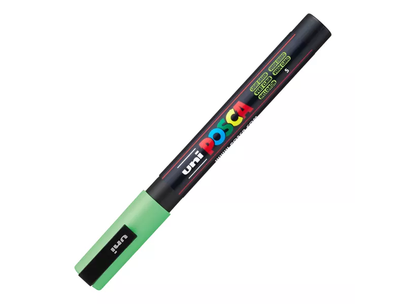 Marcatore a Tempera Uni Posca PC3M Uni-Ball - Punta Tonda - 0,9-1,3 mm - M-PC3M-VC (Verde Chiaro Conf. 12)