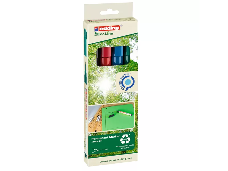 Marcatore Permanente 25 Ecoline Edding - Punta Conica - 1 mm - 4-25-4 (Assortiti Conf. 4)