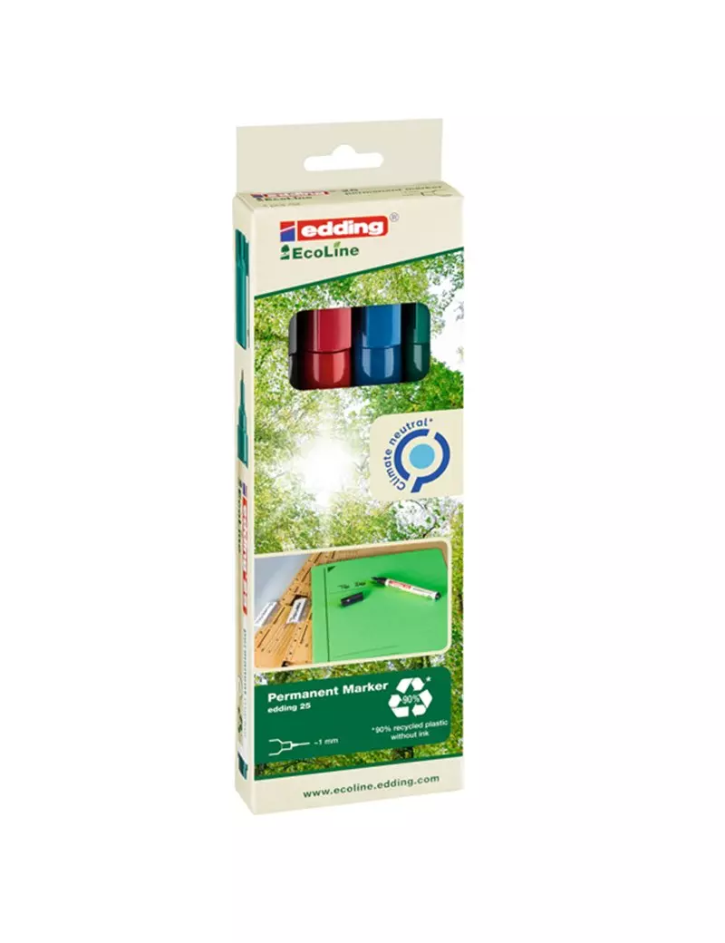 Marcatore Permanente 25 Ecoline Edding - Punta Conica - 1 mm - 4-25-4 (Assortiti Conf. 4) Marcatore Permanente 25 Ecoline Edding - Punta Conica - 1 mm - 4-25-4 (Assortiti Conf. 4)