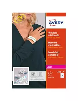 Braccialetti Identificativi Stampabili Avery - A4 - L4000-5 (Bianco Conf. 5)