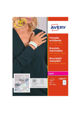 Braccialetti Identificativi Stampabili Avery - A4 - L4000-5 (Bianco Conf. 5)