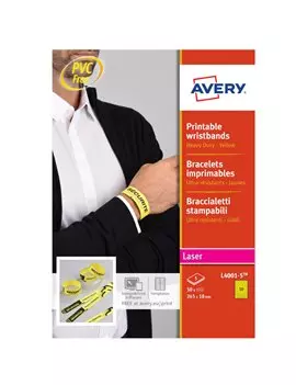 Braccialetti Identificativi Stampabili Avery - A4 - L4001-5 (Giallo Conf. 5)