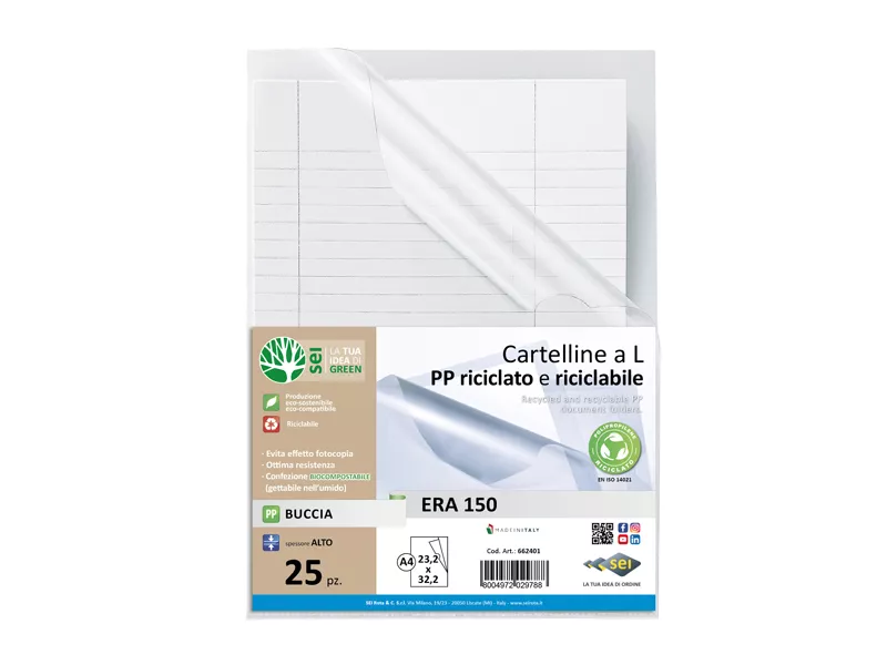 Cartellina a L Era 150 Sei Rota - A4 - PPL - 662401 (Trasparente Conf. 25)