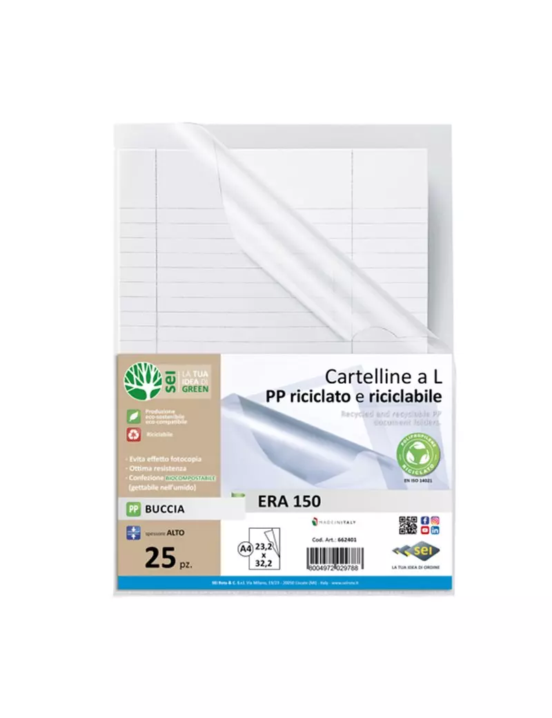 Cartellina a L Era 150 Sei Rota - A4 - PPL - 662401 (Trasparente Conf. 25) Cartellina a L Era 150 Sei Rota - A4 - PPL - 662401 (Trasparente Conf. 25)