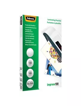 Pouches per Plastificatrici Impress100 Fellowes - 303x426 mm Lucida - 100 Micron - 5351205 (Trasparente Conf. 100)