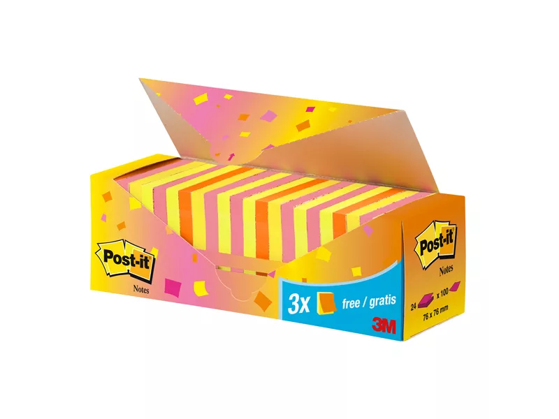 Post-it Notes Super Sticky 654-NP24 3M - 76x76 mm - 7100172223 (Assortiti Conf. 24)